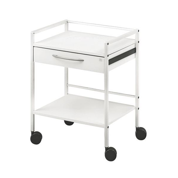Chariot cadre gris/blanc avec 2 tiroirs Chariot cadre gris/blanc avec 2 tiroirs