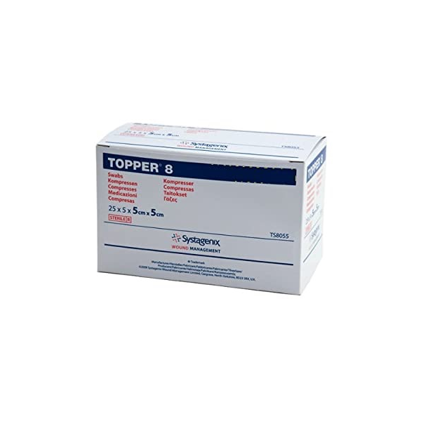 Compresses Topper 8 stériles 5x5cm Compresses Topper 8 stériles 5x5cm